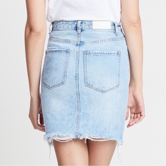 Free people Neon Blonde Strutt Denim Mini Skirt Distressed High Waist Light wash - Picture 16 of 16